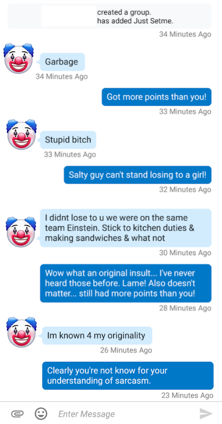 PSN message screenshot of a guy telling me I suck and should go back to the kitchen.