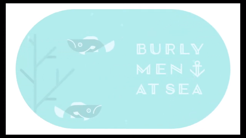 Burley Men at Sea title card. Showing the game name and some fish.